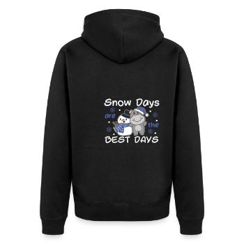 Hippo Snow Days are the best days Schneemann - Unisex Premium Organic Zip Hoodie - black - Back - Nico (187cm)