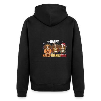 Happy Hallothanksmas Australian Shepherd - Unisex Premium Bio Zip Hoodie - Schwarz - Hinten - Nico (187cm)