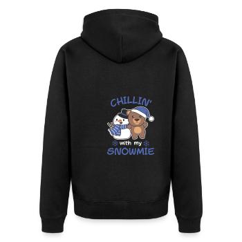 Bear Chillin with my snowmie snowman - Unisex Premium Organic Zip Hoodie - black - Back - Nico (187cm)