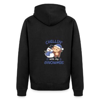 Monkey Chillin avec mon bonhomme de neige - Veste à capuche bio Premium Unisexe - noir - Dos - Nico (187cm)