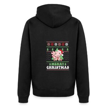 Joyeux Noël rétro moche Noël Axolotl - Veste à capuche bio Premium Unisexe - noir - Dos - Nico (187cm)