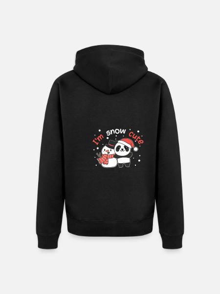 Panda Ik ben sneeuw schattige sneeuwpop sneeuwgrap - Uniseks Premium bio ziphoodie - zwart