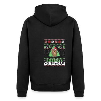 Joyeux Noël rétro moche ours de Noël - Veste à capuche bio Premium Unisexe - noir - Dos - Nico (187cm)