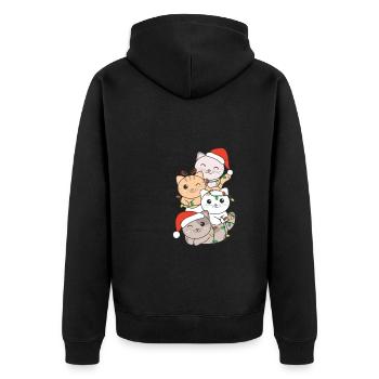 Cat Christmas Tree Christmas Animals Cats - Unisex Premium Organic Zip Hoodie - black - Back - Nico (187cm)