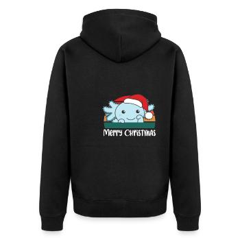 merry Christmas Retro Axolotl Weihnacht - Unisex Premium Bio Zip Hoodie - Schwarz - Hinten - Nico (187cm)