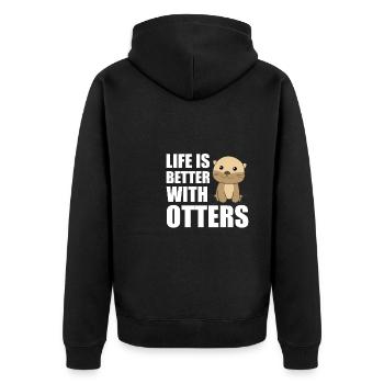 La vie est meilleure avec la loutre - loutre douce - Veste à capuche bio Premium Unisexe - noir - Dos - Nico (187cm)