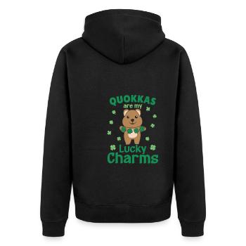 Les quokkas sont mes porte-bonheur La Saint-Patrick - Veste à capuche bio Premium Unisexe - noir - Dos - Nico (187cm)