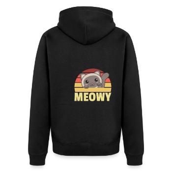 kawaii cat cute manga anime cats retro meowy - Unisex Premium Organic Zip Hoodie - black - Back - Nico (187cm)