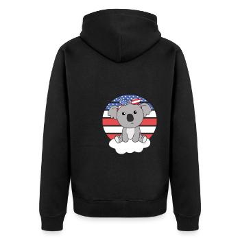 Koala für den vierten Juli amerika Flagge USA - Unisex Premium Bio Zip Hoodie - Schwarz - Hinten - Nico (187cm)