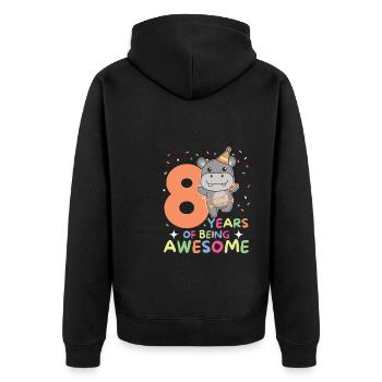 Hippopotame pour les enfants de 8 ans de huit ans - Veste à capuche bio Premium Unisexe - noir - Dos - Nico (187cm)