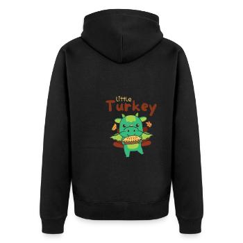 thanksgiving day outfits kleiner Truthahn Drache - Unisex Premium Bio Zip Hoodie - Schwarz - Hinten - Nico (187cm)