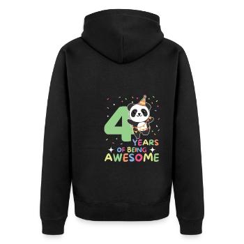 Panda for 4th birthday children four years old - Unisex Premium Organic Zip Hoodie - black - Back - Nico (187cm)