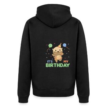 Loutre pour l’anniversaire des enfants c’est mon anniversaire - Veste à capuche bio Premium Unisexe - noir - Dos - Nico (187cm)