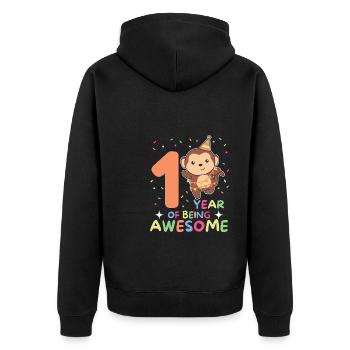Monkey for 1st birthday for children one year old - Unisex Premium Organic Zip Hoodie - black - Back - Nico (187cm)