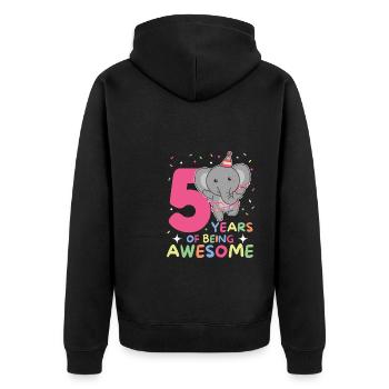 Elephant for 5th birthday Children five years old - Unisex Premium Organic Zip Hoodie - black - Back - Nico (187cm)