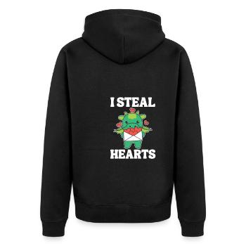Dragon for Valentine's Day I steal hearts - Unisex Premium Organic Zip Hoodie - black - Back - Nico (187cm)