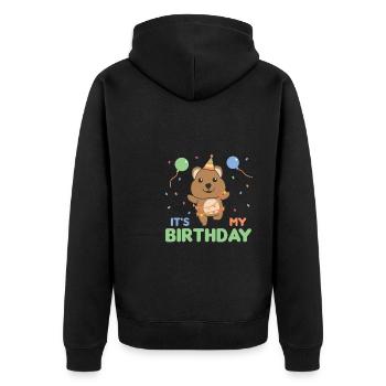 Quokka pour l’anniversaire des enfants, c’est mon anniversaire - Veste à capuche bio Premium Unisexe - noir - Dos - Nico (187cm)
