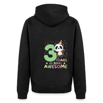 Panda for 3rd birthday children three years old - Unisex Premium Organic Zip Hoodie - black - Back - Nico (187cm)