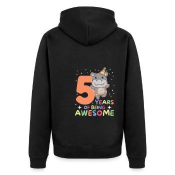 Hippopotame pour les enfants de 5 ans - Veste à capuche bio Premium Unisexe - noir - Dos - Nico (187cm)