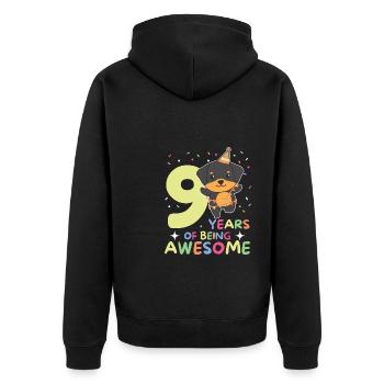 Rottweiler for the 9th birthday children nine years old - Unisex Premium Organic Zip Hoodie - black - Back - Nico (187cm)