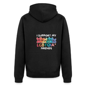 Rainbow Flag Gay Pride LGBTQ French Bullodg - Unisex Premium Organic Zip Hoodie - black - Back - Nico (187cm)
