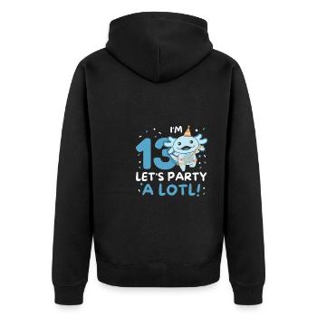 13. Geburtstag Axolotl dreizehn Jahre süß Axolotls - Unisex Premium Bio Zip Hoodie - Schwarz - Hinten - Nico (187cm)