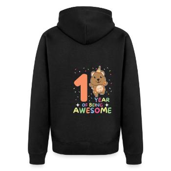 Quokka pour le 1er anniversaire pour les enfants d’un an - Veste à capuche bio Premium Unisexe - noir - Dos - Nico (187cm)