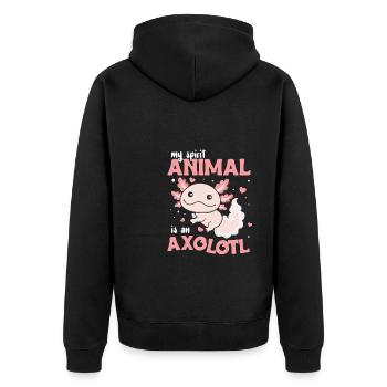 Mon animal spirituel est un axolotl doux axolotl - Veste à capuche bio Premium Unisexe - noir - Dos - Nico (187cm)