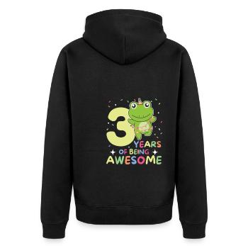 Frog for 3rd birthday Children three years old - Unisex Premium Organic Zip Hoodie - black - Back - Nico (187cm)
