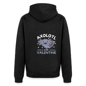 Axolotl zum Valentinstag süße Tiere mit Herzen - Unisex Premium Bio Zip Hoodie - Schwarz - Hinten - Nico (187cm)