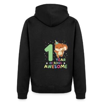 Squirrel for 1st birthday for children one year - Unisex Premium Organic Zip Hoodie - black - Back - Nico (187cm)