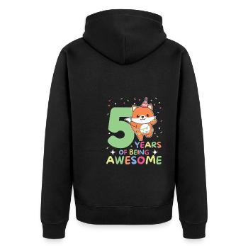 Fuchs zum 5. Geburtstag Kinder fünf Jahre alt - Unisex Premium Bio Zip Hoodie - Schwarz - Hinten - Nico (187cm)