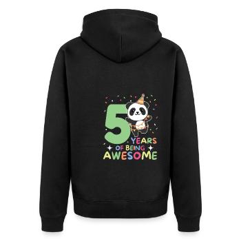 Panda for 5th birthday children five years old - Unisex Premium Organic Zip Hoodie - black - Back - Nico (187cm)