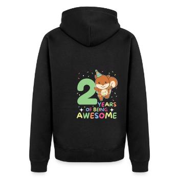 Squirrel for 2nd birthday children two years - Unisex Premium Organic Zip Hoodie - black - Back - Nico (187cm)