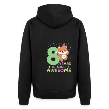 Fuchs zum 8. Geburtstag Kinder acht Jahre alt - Unisex Premium Bio Zip Hoodie - Schwarz - Hinten - Nico (187cm)