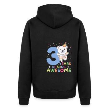 Polar bear for the 3rd birthday children three years old - Unisex Premium Organic Zip Hoodie - black - Back - Nico (187cm)