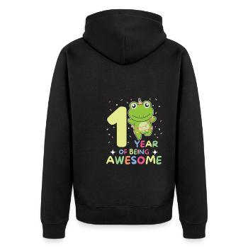 Frog for the 1st birthday for children one year old - Unisex Premium Organic Zip Hoodie - black - Back - Nico (187cm)