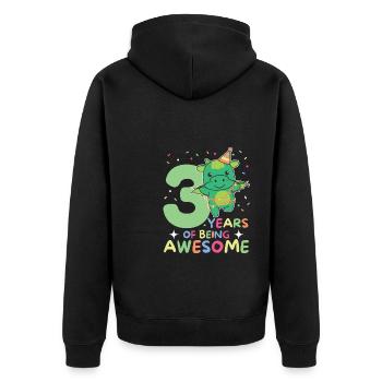Drache zum 3. Geburtstag Kinder drei Jahre alt - Unisex Premium Bio Zip Hoodie - Schwarz - Hinten - Nico (187cm)