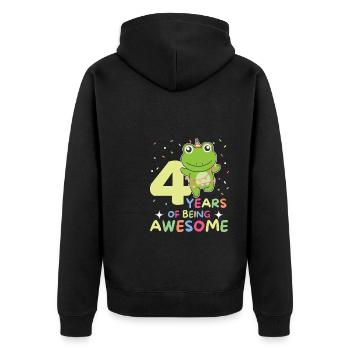 Frog for 4th birthday Children four years old - Unisex Premium Organic Zip Hoodie - black - Back - Nico (187cm)