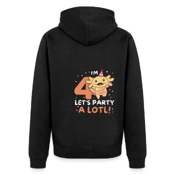 4ème anniversaire axolotl quatre ans axolotls sucrés - Veste à capuche bio Premium Unisexe - noir - Dos - Nico (187cm)