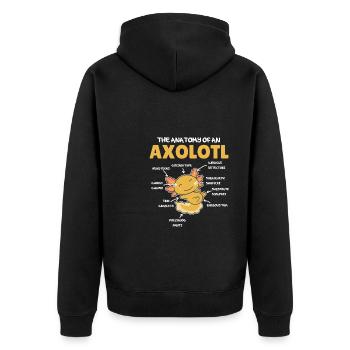 Axolotl Explanation Anatomy of an Axolotl - Unisex Premium Organic Zip Hoodie - black - Back - Nico (187cm)