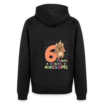 Quokka pour les enfants de 6 ans - Veste à capuche bio Premium Unisexe - noir - Dos - Nico (187cm)