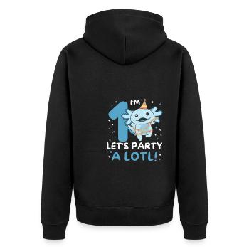 1st birthday axolotl one year old sweet axolotls - Unisex Premium Organic Zip Hoodie - black - Back - Nico (187cm)