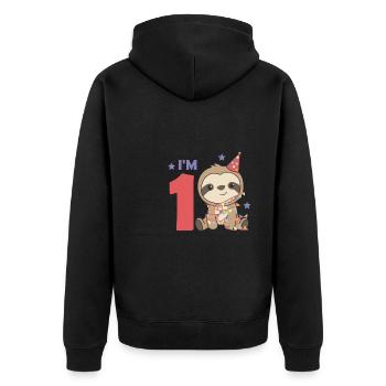 Paresseux pour le premier anniversaire des enfants de 1 an - Veste à capuche bio Premium Unisexe - noir - Dos - Nico (187cm)