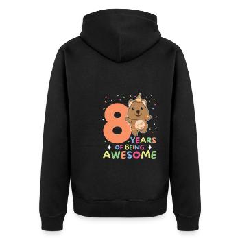 Quokka pour les enfants de 8 ans de huit ans - Veste à capuche bio Premium Unisexe - noir - Dos - Nico (187cm)