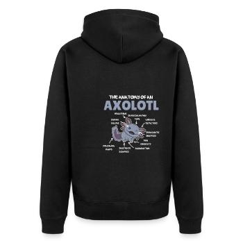 Axolotl Explanation Anatomy of an Axolotl - Unisex Premium Organic Zip Hoodie - black - Back - Nico (187cm)