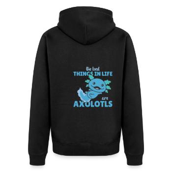 the best things in life are Axolotls süße Axololt - Unisex Premium Organic Zip Hoodie - black - Back - Nico (187cm)