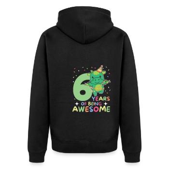 Drache zum 6. Geburtstag Kinder sechs Jahre alt - Unisex Premium Bio Zip Hoodie - Schwarz - Hinten - Nico (187cm)