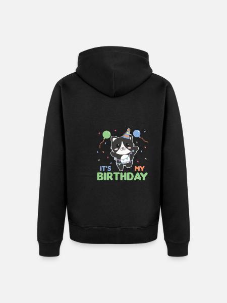 Cat for children's birthday it's my birthday - Unisex Premium Organic Zip Hoodie - black