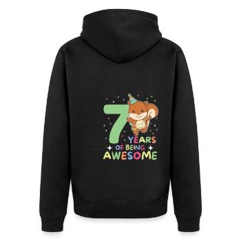 Squirrel for 7th birthday children seven years - Unisex Premium Organic Zip Hoodie - black - Back - Nico (187cm)